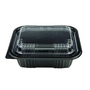 Harvest Salad Tray PS Black Base & Lid 50set (10x14.5cm)